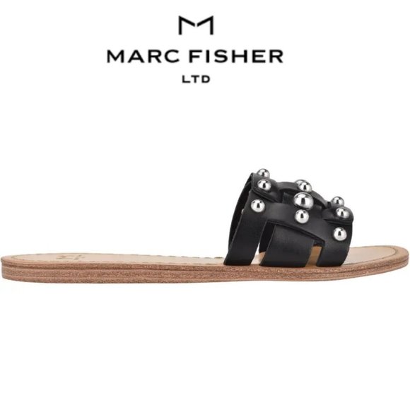 NEW Marc Fisher LTD Pacca Slide Sandal, Size 6.5, 7 and 9 in Black Leather - Picture 3 of 9